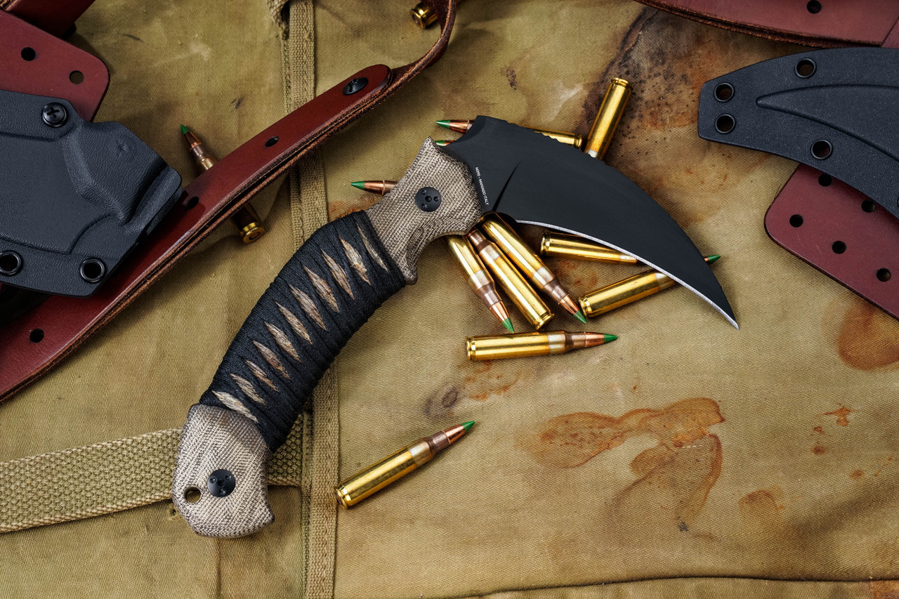 Bastinelli Knives Double Grumpy Micarta Tsuka Wrap Scythe Fixed