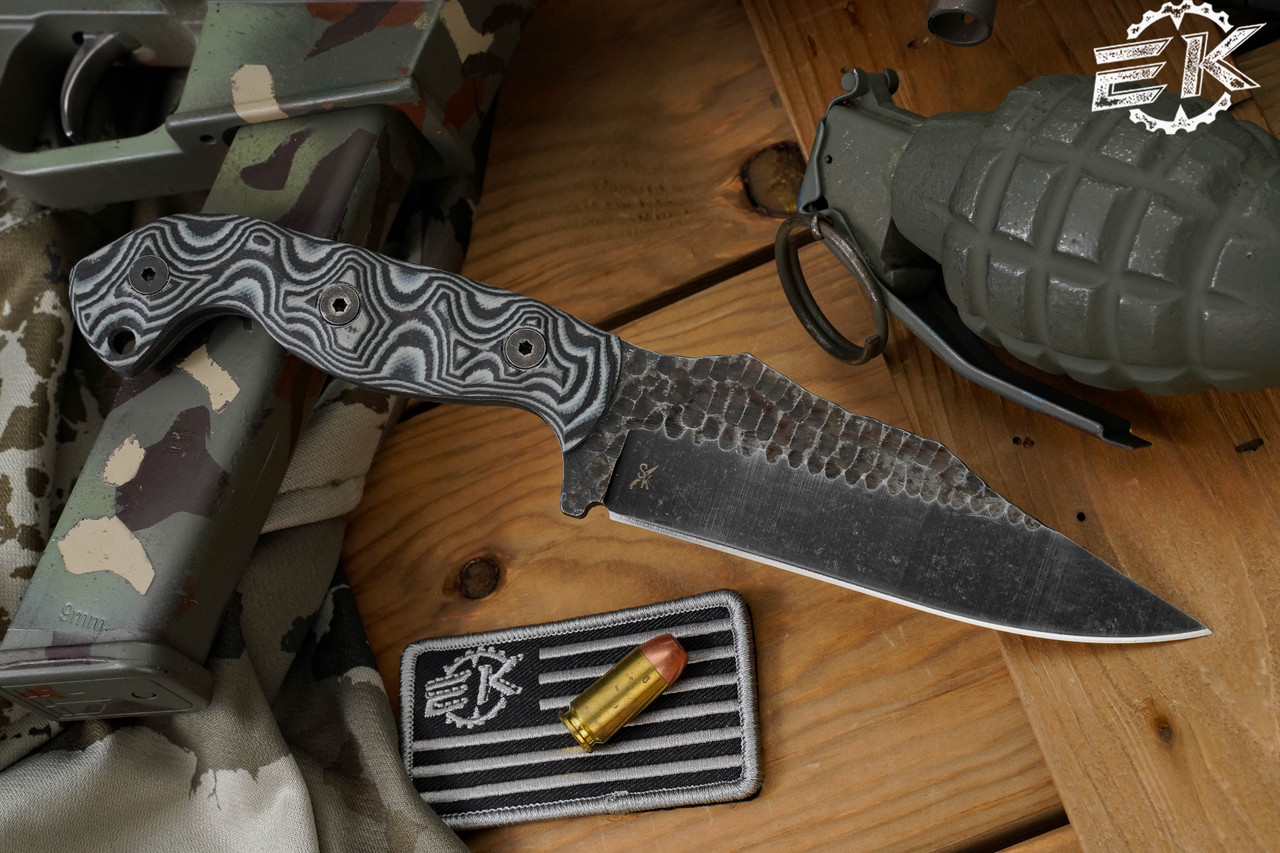 Stroup Knives TU1 Fixed Blade Knife Black/Grey Layered G10 4.5