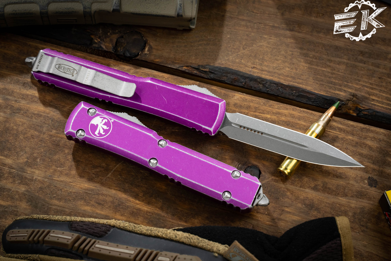 Microtech Ultratech Distressed Violet OTF D/E Dagger 3.4