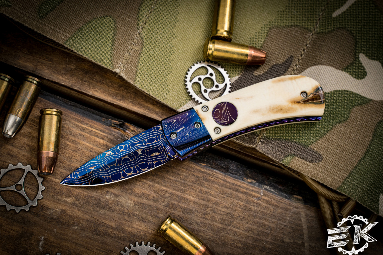 Kyle Vallotton Custom Pocket Rocket II Automatic Knife Mammoth