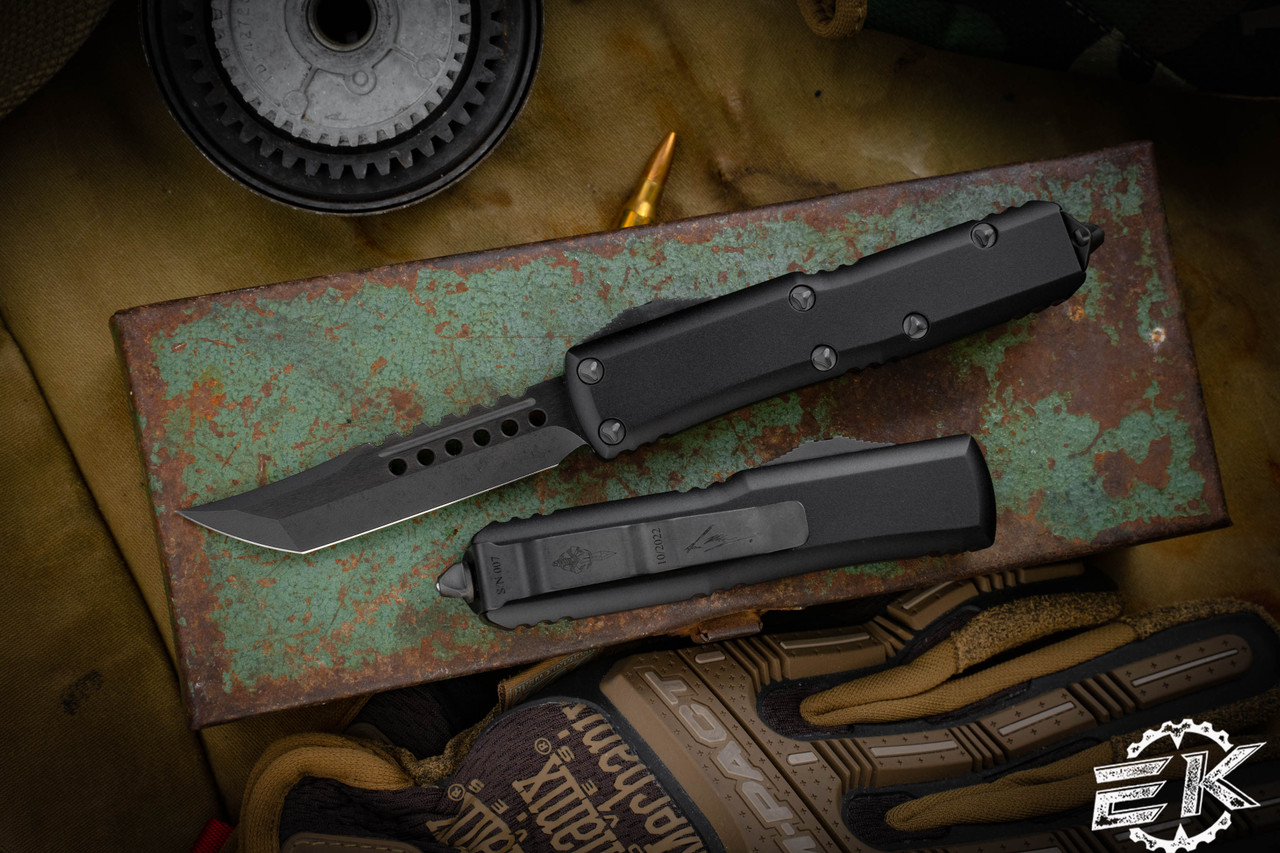 Microtech UTX-85 Hellhound Deep Engraved OTF Automatic Knife 3.1