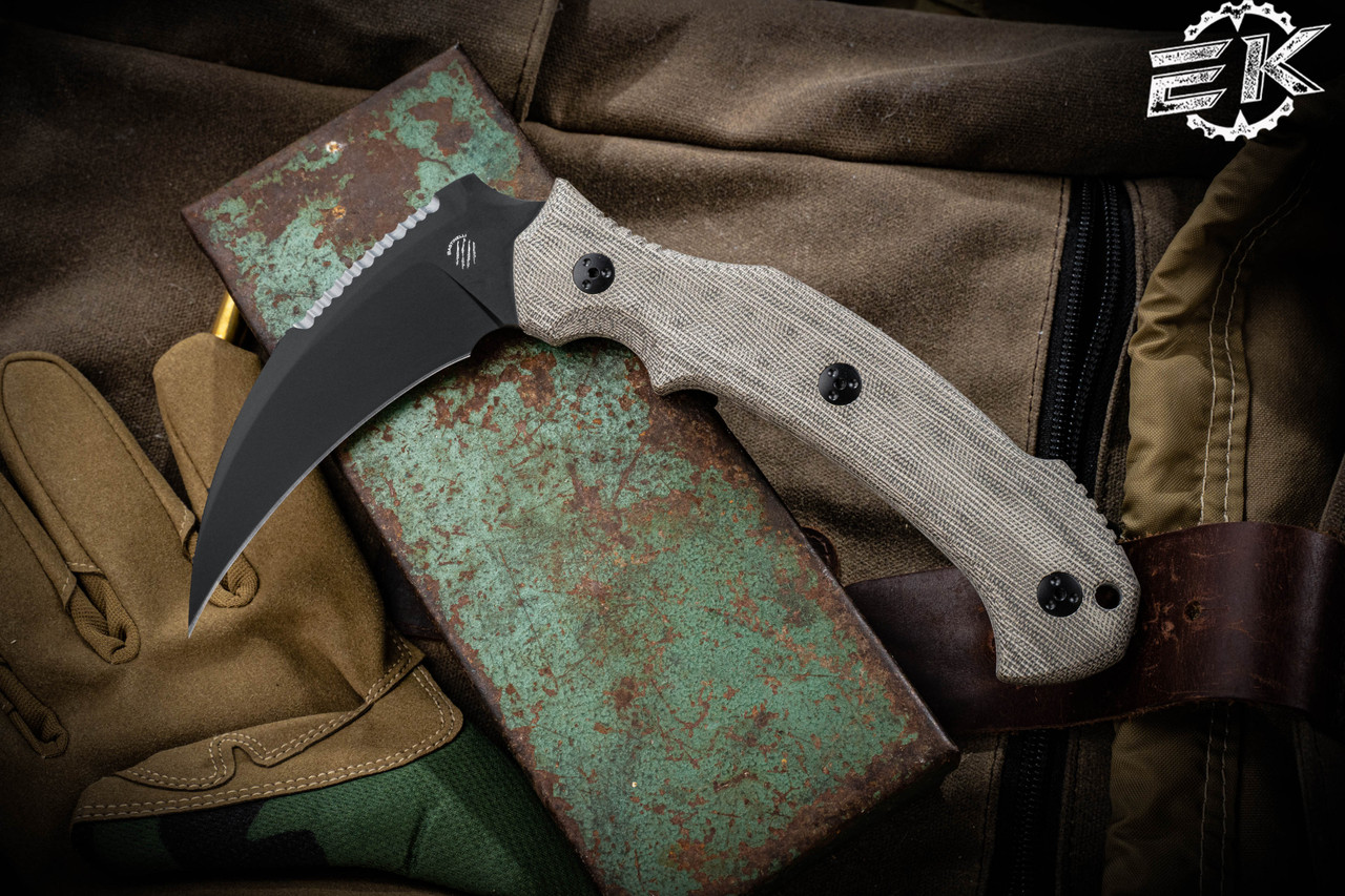 Bastinelli Knives Grumpy OD Green Micarta Scythe Fixed Blade 4