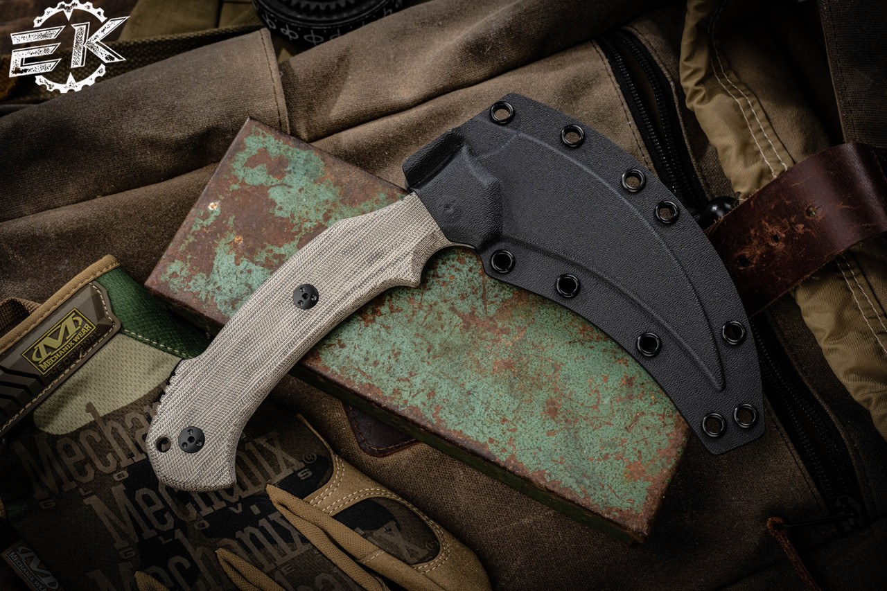 落花生スナイパー Bastinelli Knives Grumpy OD Green Micarta Scythe Fixed Blade 4