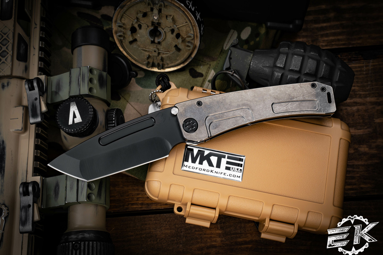 Medford Marauder-H Folding Knife Tumbled Titanium 3.75