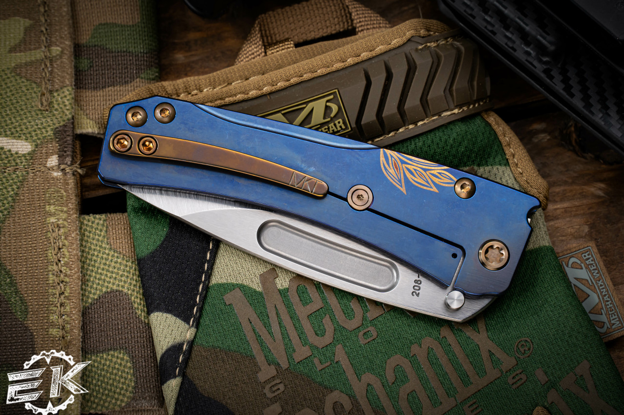 Medford Slim Midi Folding Knife Blue/Bronze Acanthus Leaves 3.25