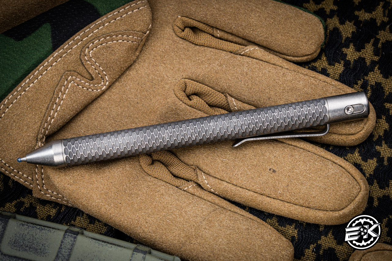 Nottingham Tactical Tibutton Pen Full Carved Blasted Titanium 5.5