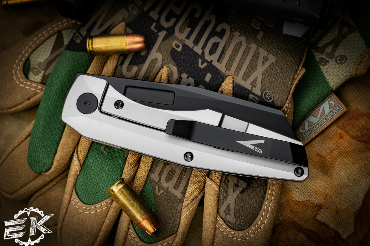 Vero Engineering Axon Frame Lock Knife Stonewash TItanium 3.4
