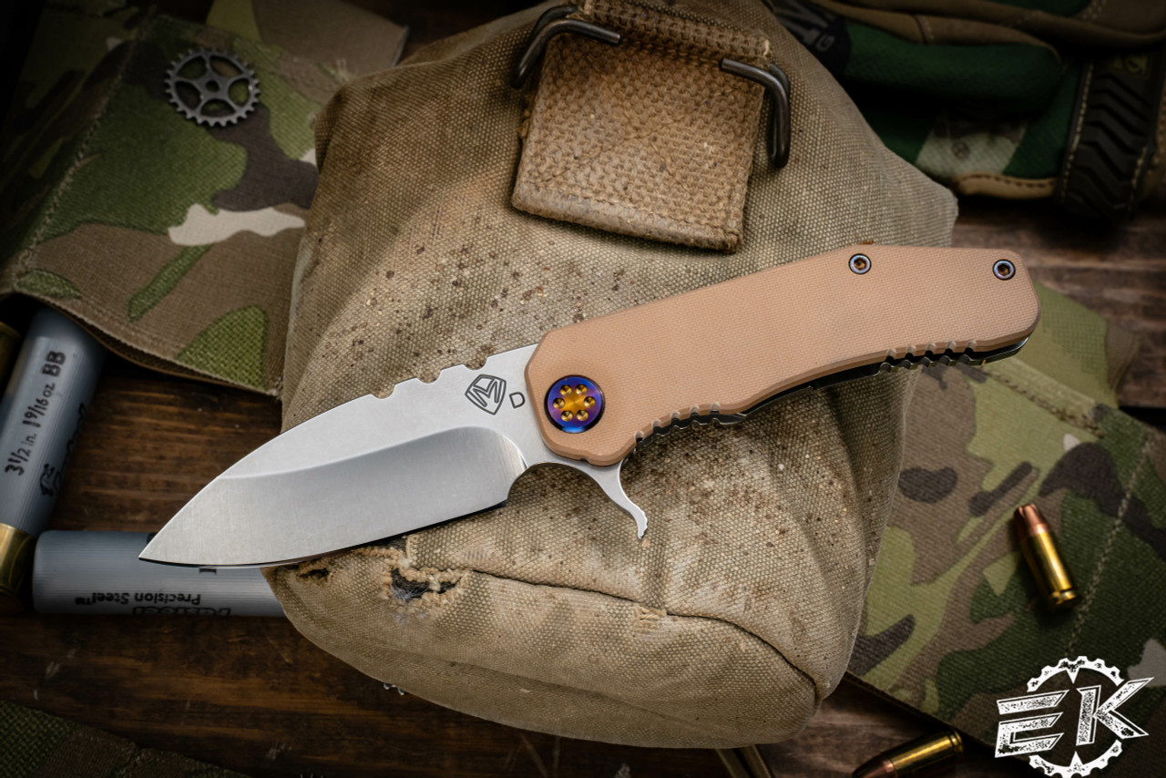 Medford 187 DP Flipper Knife Coyote Tan G10 Anodized Accents 3.75