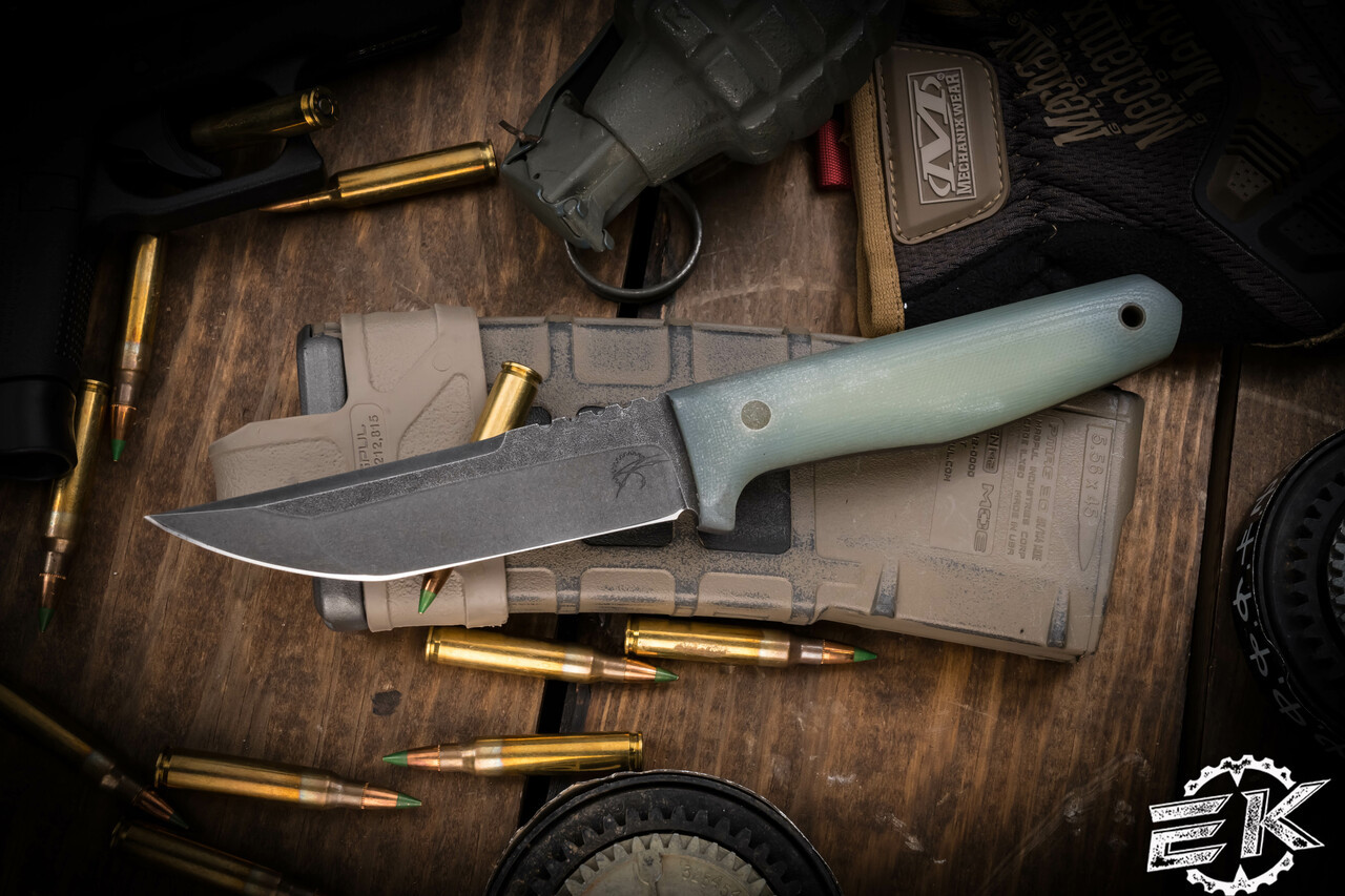 Jason Knight Forge Studio Tanto Fixed Blade Jade G10 4.25