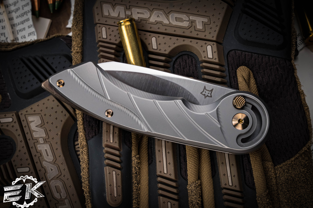 Fox FX-550 TI Radius Folding Knife Sandblasted Titanium Handles Fox FX-550 TI Radius Folding Knife Sandblasted Titanium Handles