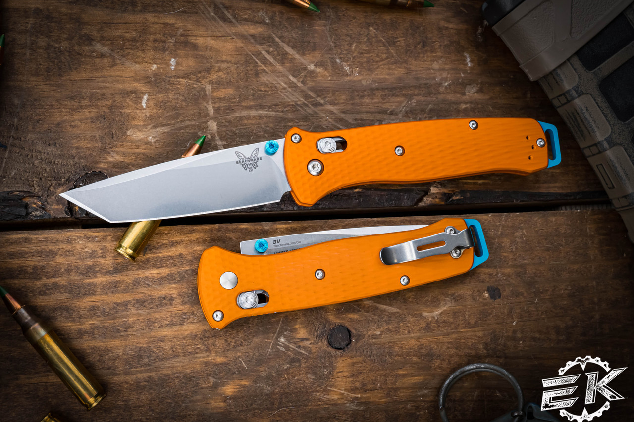 akko.scm☆14kgfカーネリアン×ヘリオドール×オレンジサファイア Benchmade Bailout AXIS Lock Knife Limited Edition Orange Aluminum
