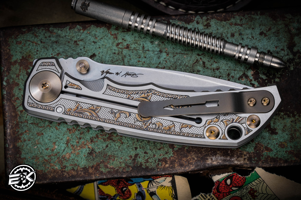 Spartan Blades SHF Harsey Folder Flourishes Engraved Titanium 4