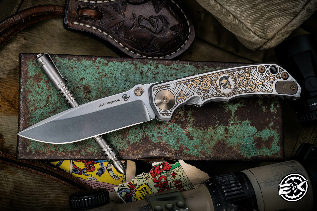 Spartan Blades SHF Harsey Folder Flourishes Engraved Titanium 4