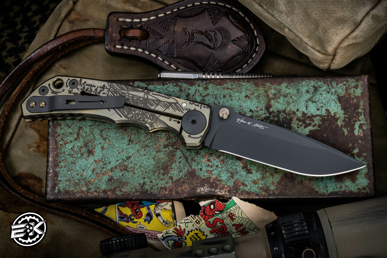 Spartan Blades SHF Harsey Folder Knife DIVINCI Engraved Titanium 4