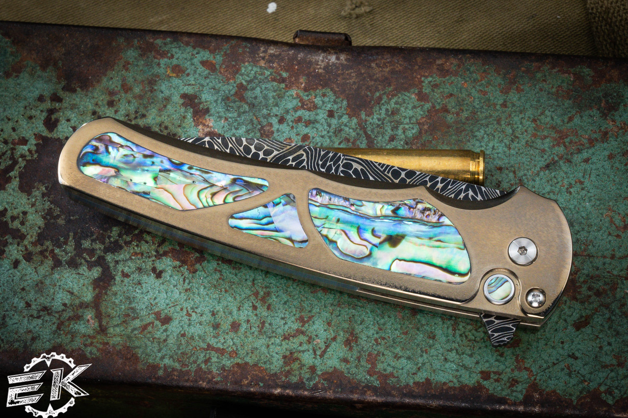 Blackstone Valley Knifeworks Custom Crow Folding Knife 3 Two-Tone 154CM  Blade, Contoured Titanium Handles - KnifeCenter - Discontinued