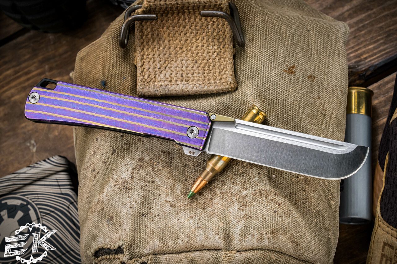 D Rocket Design Jupiter EDC Folding Knife Purple Timascus 3