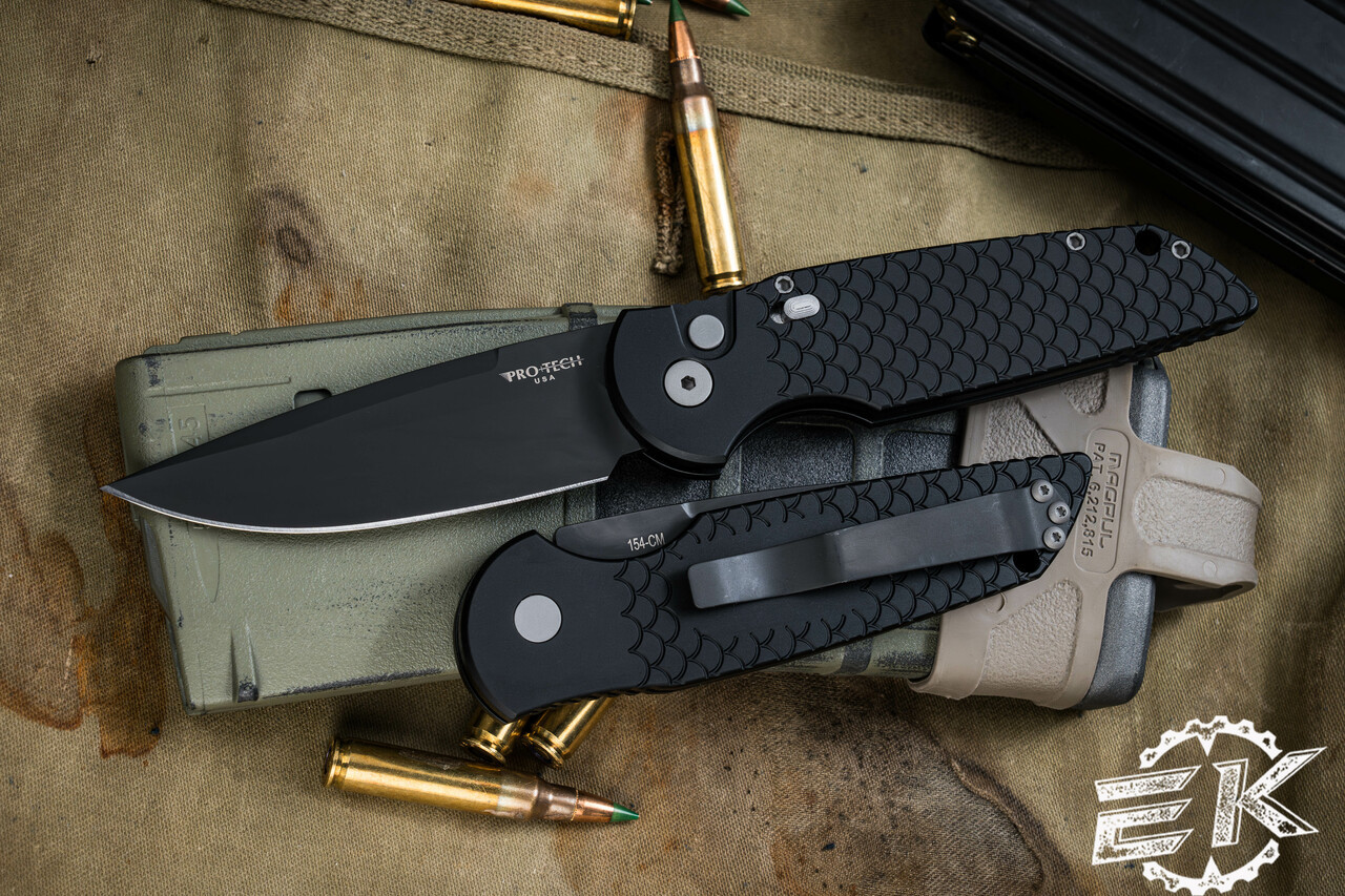 ProTech TR-3 X1M Automatic Knife Black Fish Scale w/ Safety 3.5