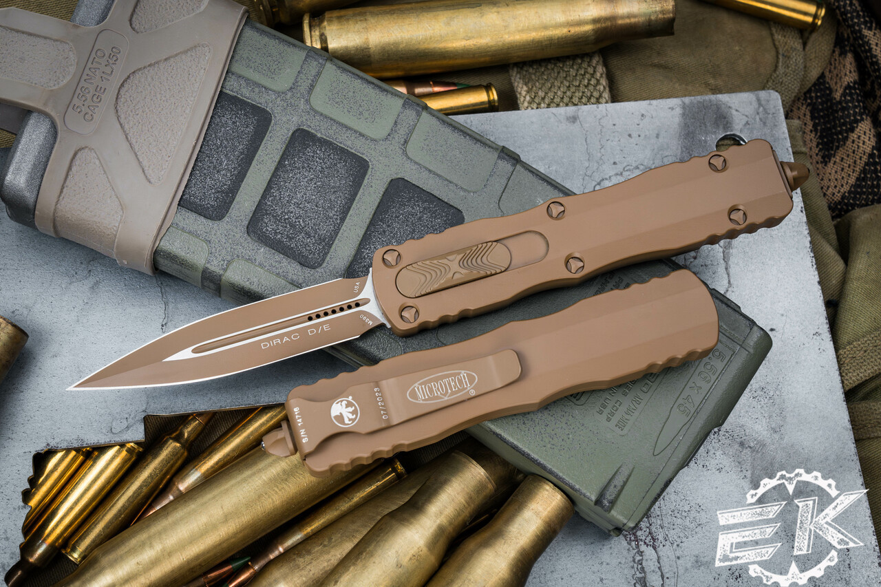 Microtech Dirac OTF Automatic Knife Coyote Tan Cerakote 3" Dagger Tan ...