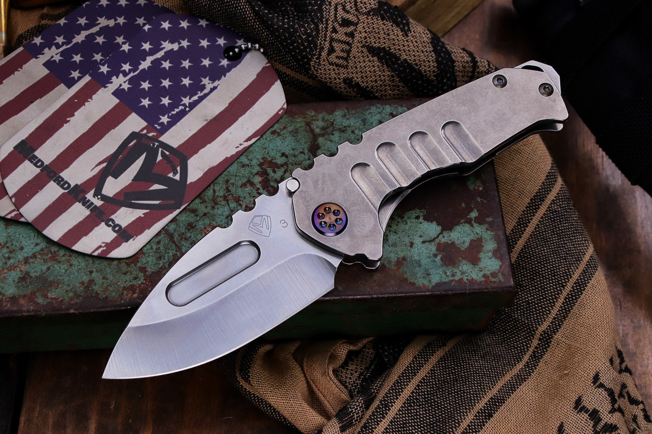 Medford Praetorian Genesis T Folding Knife Tumbled Titanium 3.3