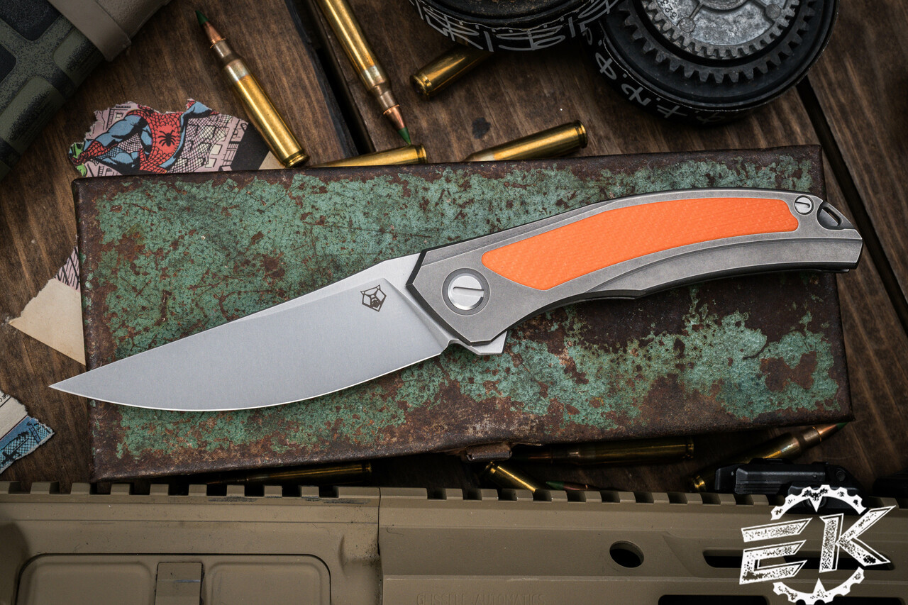 Shirogorov Ursus Quantum Folding Knife Titanium/Orange G10 Inlay