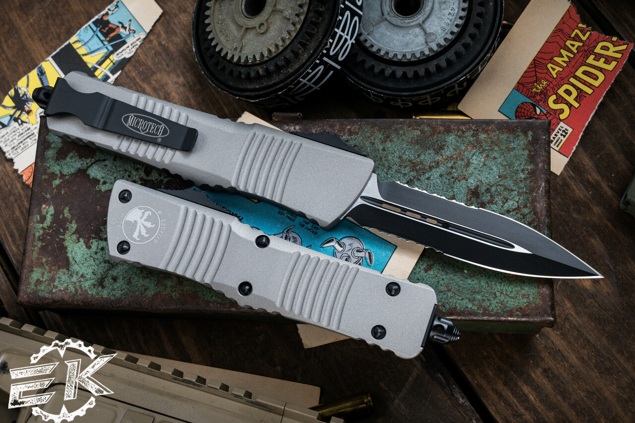 Microtech Combat Troodon OTF Automatic Knife Gray Aluminum 3.8" Dagger ...
