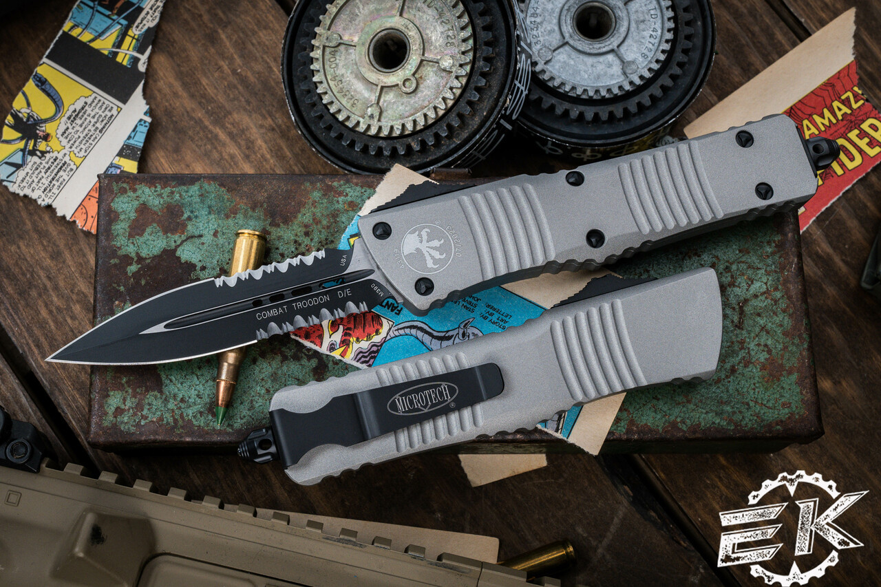 Microtech Combat Troodon OTF Automatic Knife Gray Aluminum 3.8