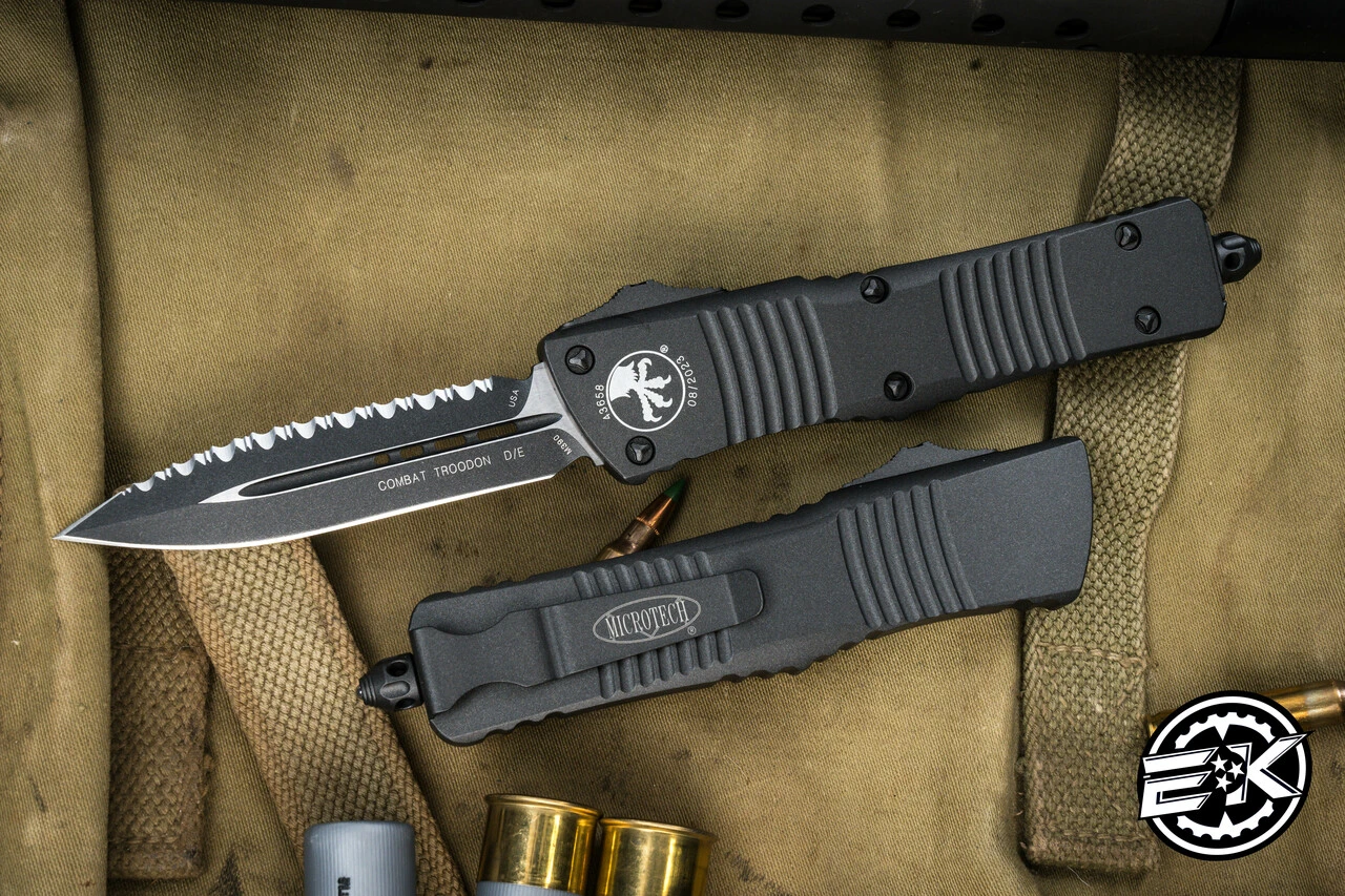 Microtech Combat Troodon OTF Automatic Knife Dark Tungsten Cerakote 3.8 ...