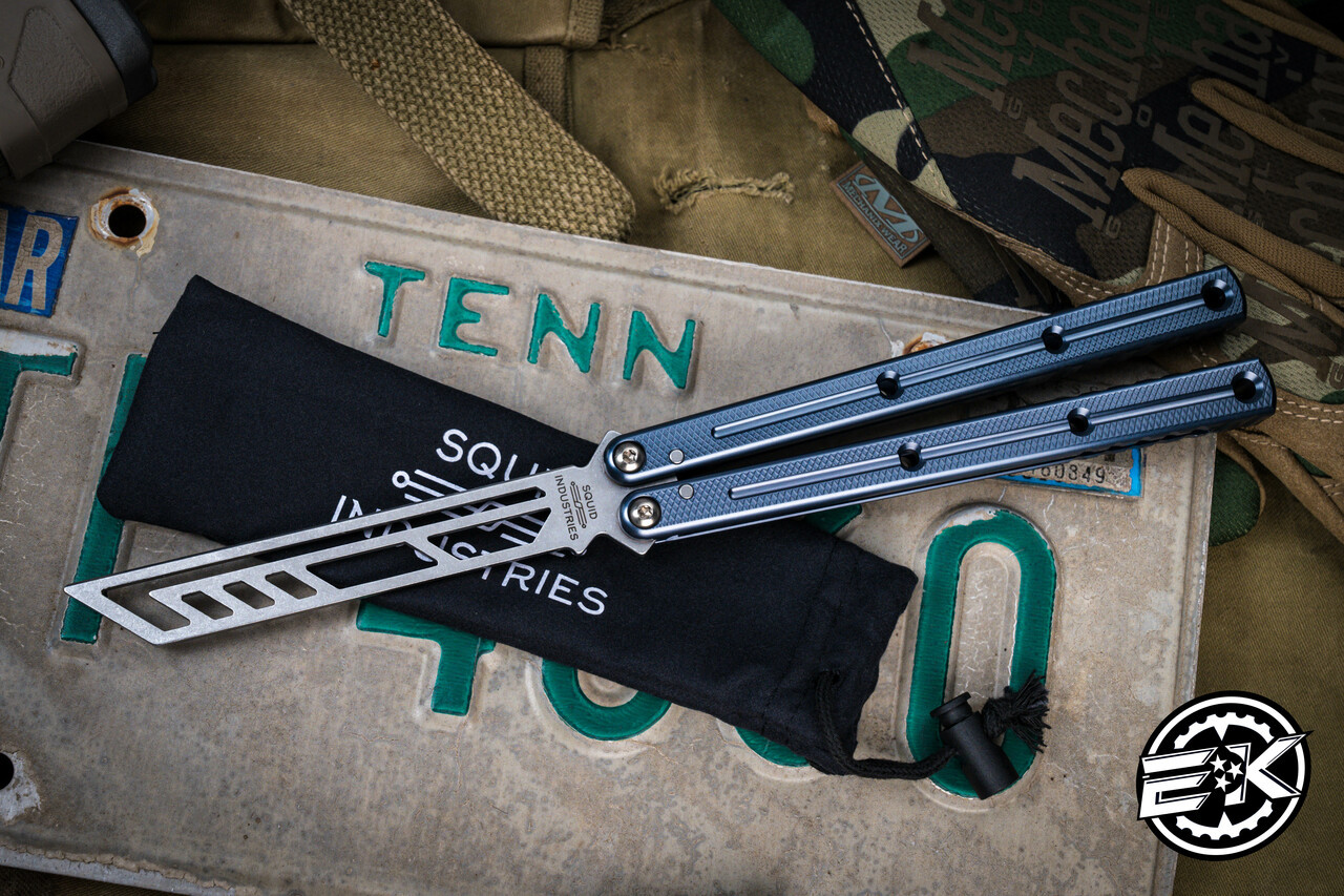 Squid Industries Krake Raken V3 Gunmetal Butterfly Balisong 