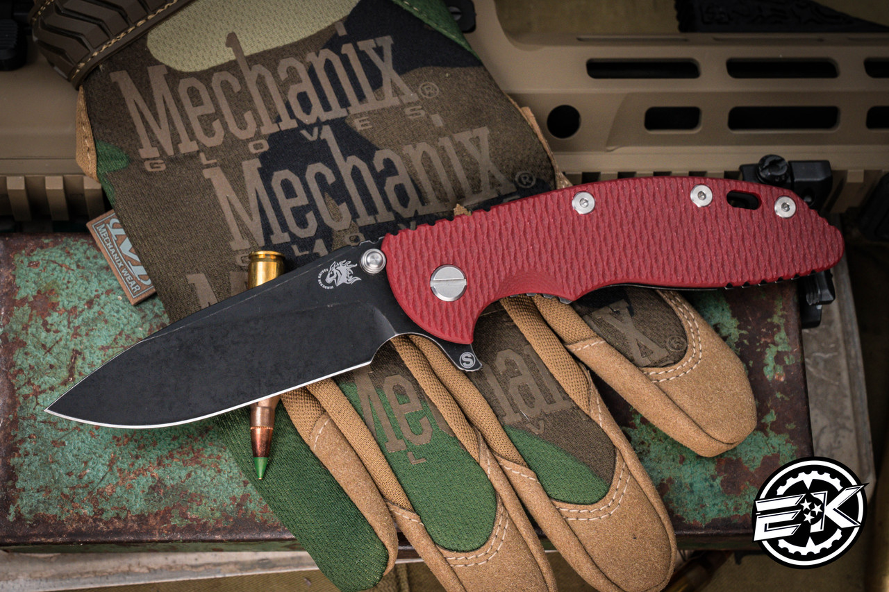 Rick Hinderer Knives XM-18 Knife Red G10 3.5″ Battle Black