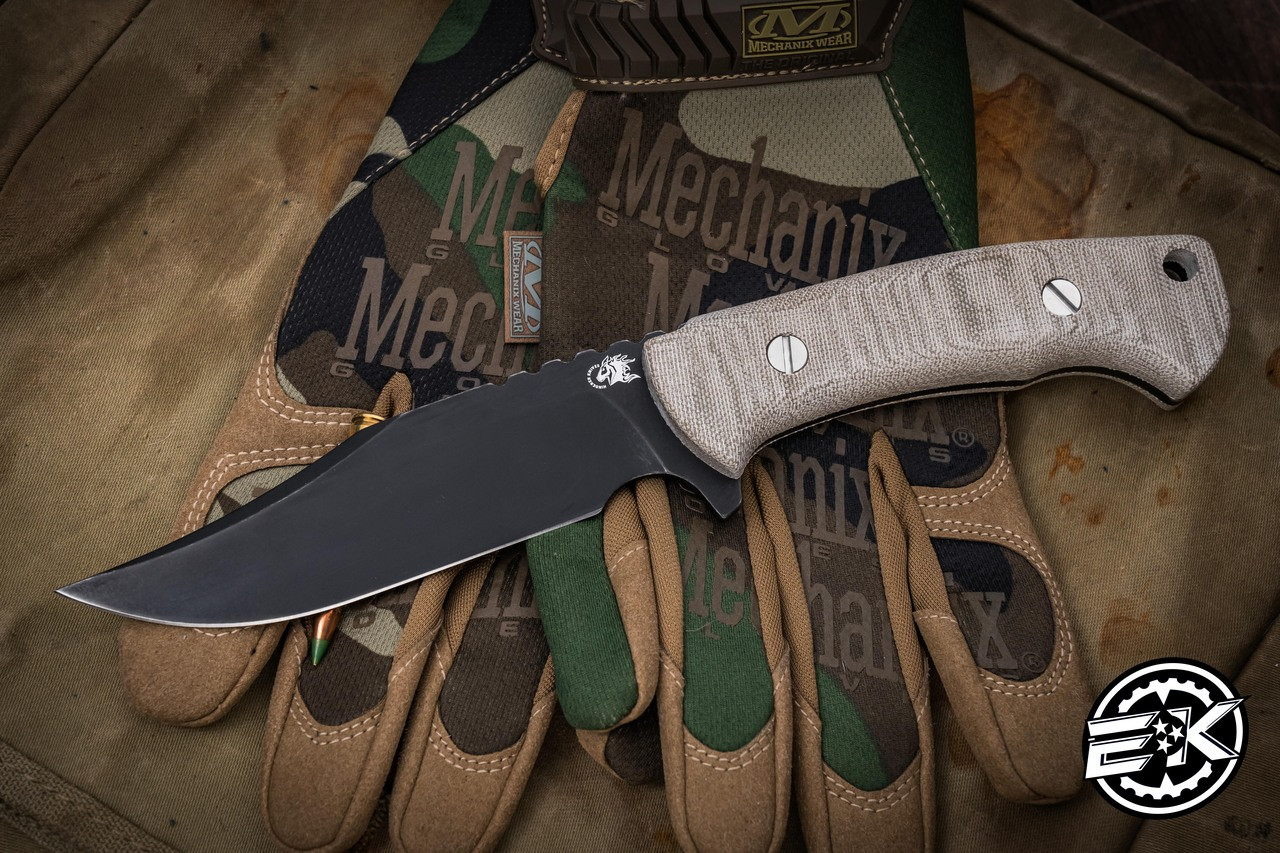 Rick Hinderer Ranch Bowie Fixed Blade Knife OD Green Micarta 5.25