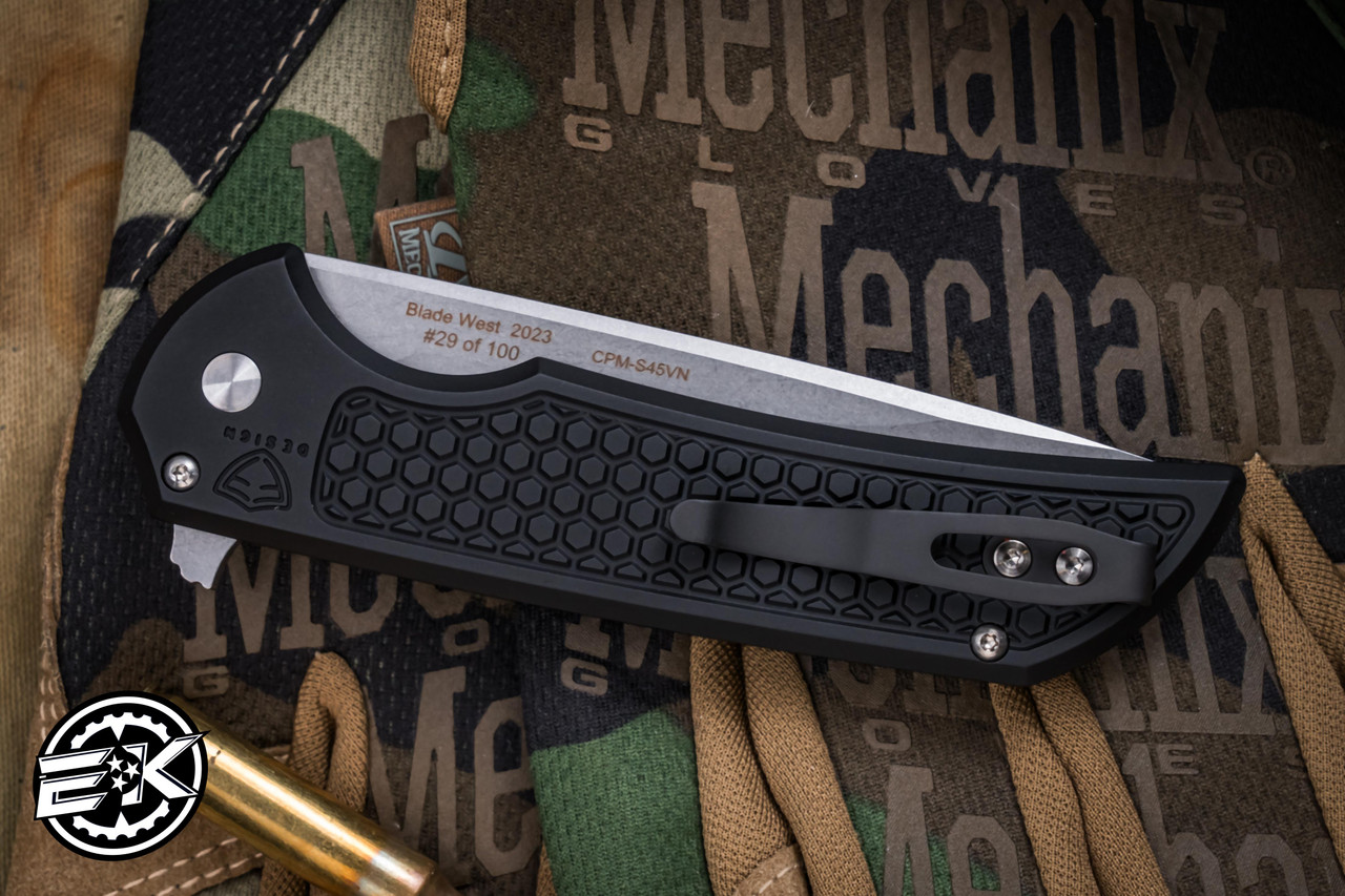 ProTech Mordax Manual Flipper Knife Black Honeycomb 3.75