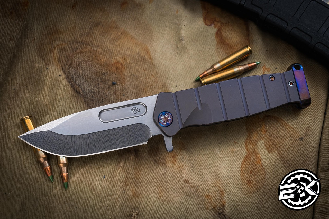 Medford USMC FF Fighter Flipper Knife Bead Blast Violet Titanium