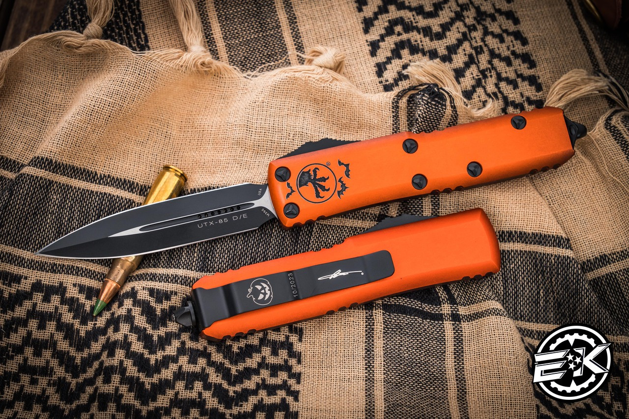 Microtech UTX-85 OTF Automatic Knife Halloween Orange 3.1