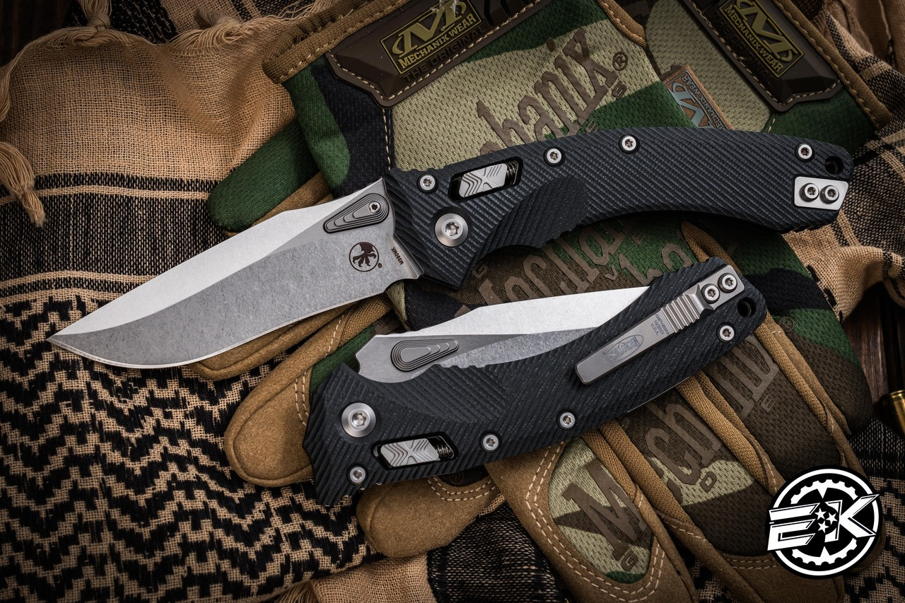 Microtech Amphibian Ram-LOK Folding Knife Fluted Black G10 3.9