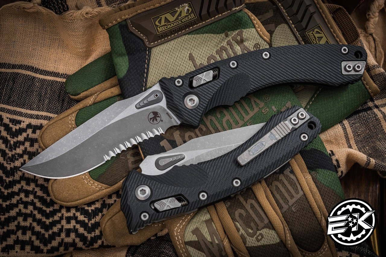Microtech Amphibian Ram-LOK Folding Knife Fluted Black G10 3.9
