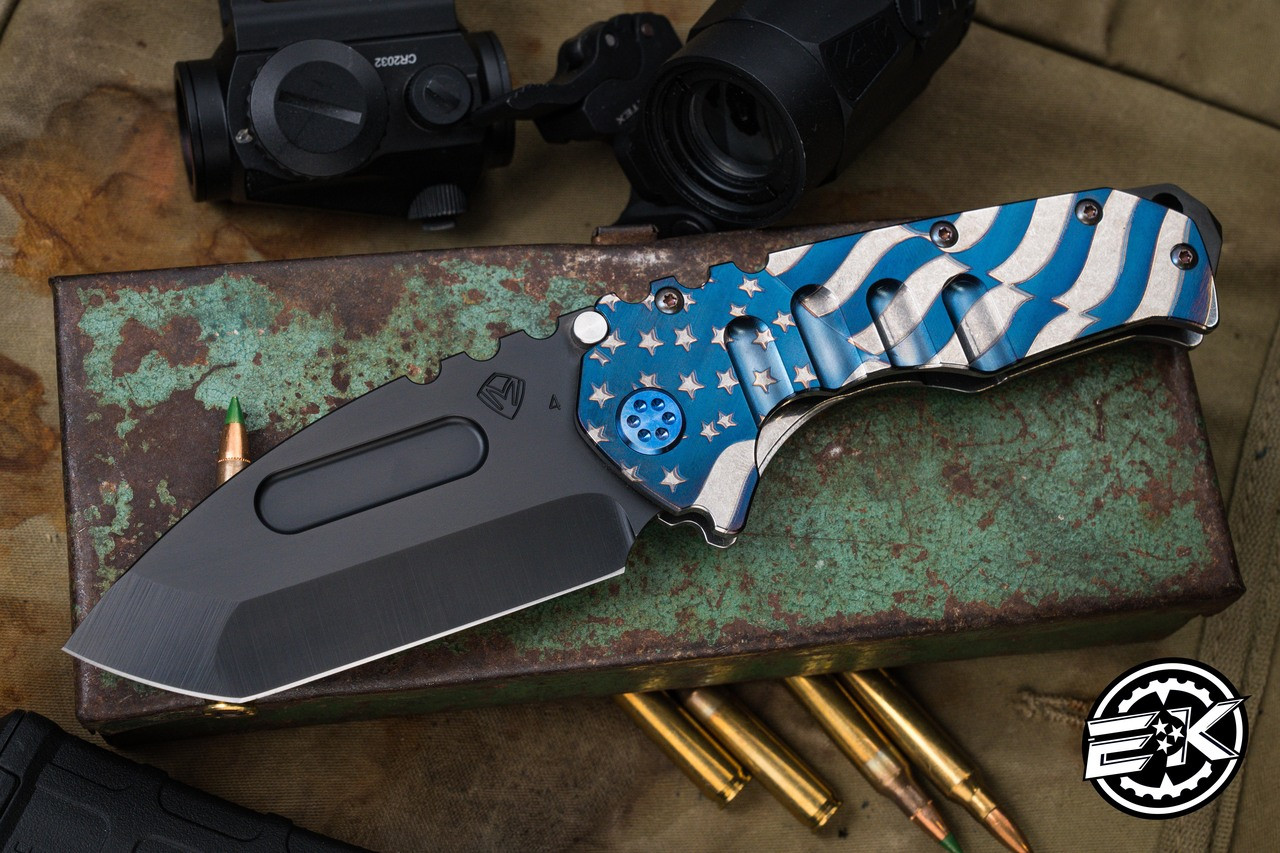 【茨城軍】Moonlander 手渡し対応 Medford Praetorian T Folding Knife Tumbled Blue Titanium American