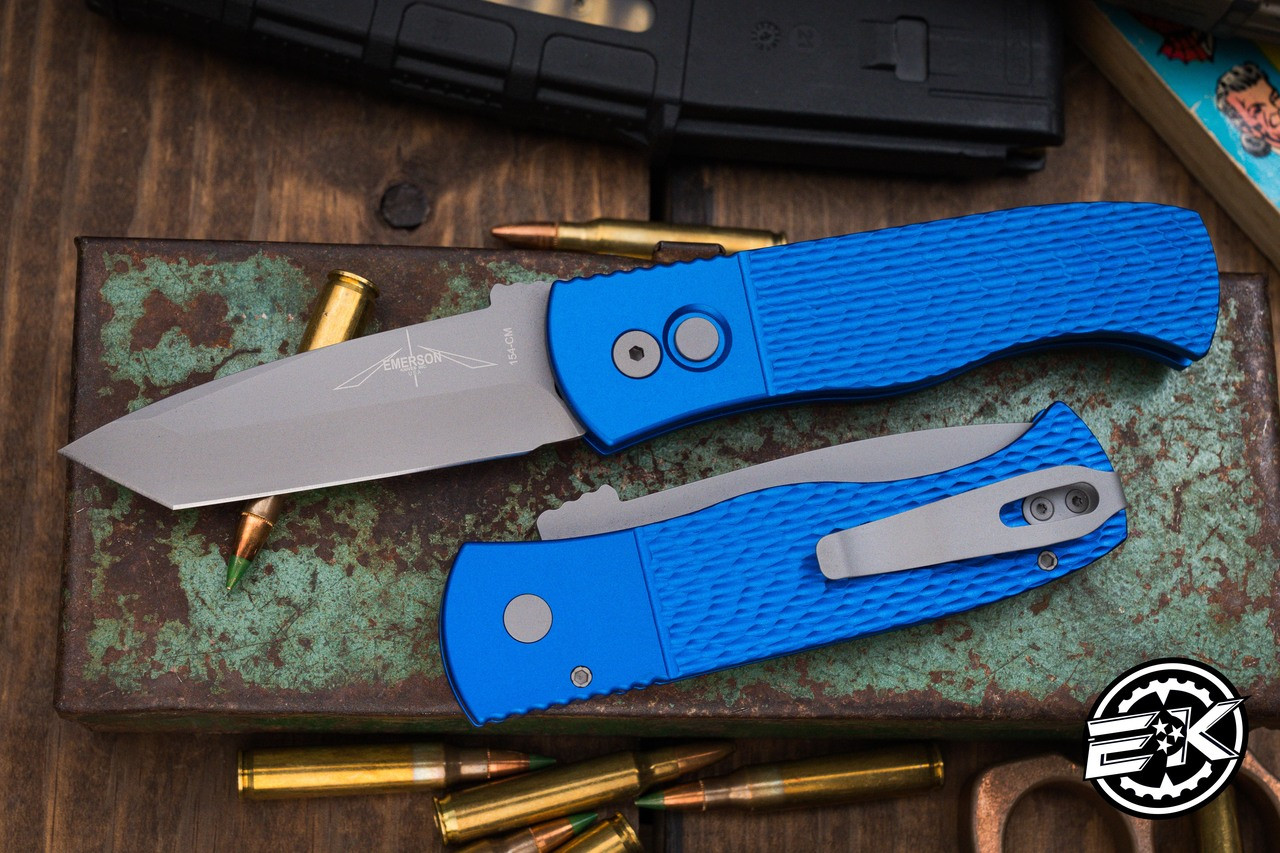 ロッド G-TEC XSC-74RT-Pro The SABATO ProTech Emerson CQC7 Automatic Folding Knife Jigged Blue 3.25