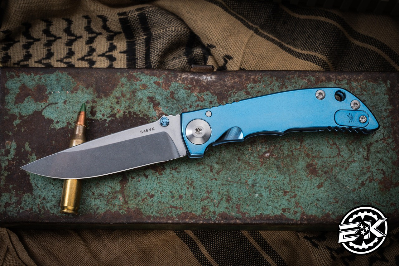 Spartan Blades Custom SHF Harsey Folding Knife Chromed Blue