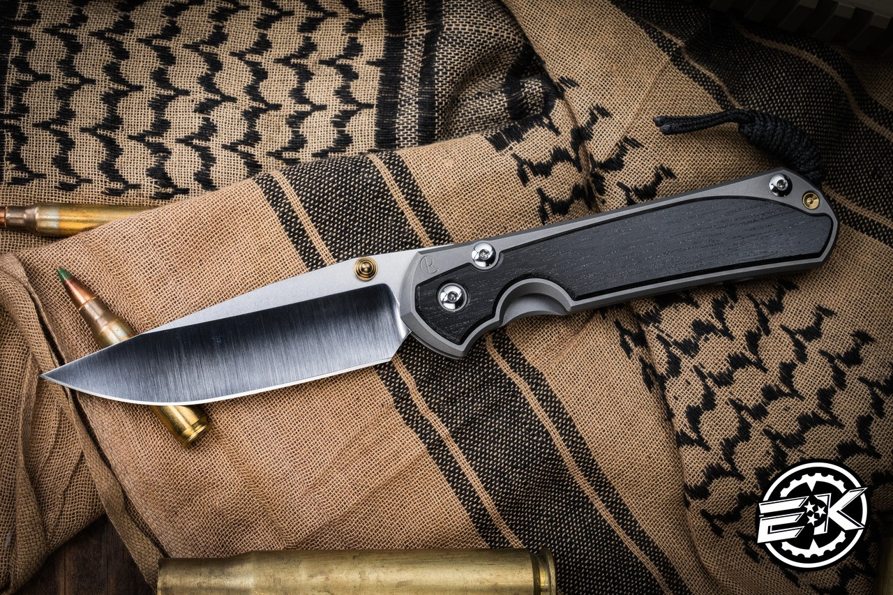 Chris Reeve Knives Large Sebenza 31 Bog Oak Inlay/Glass-Blasted