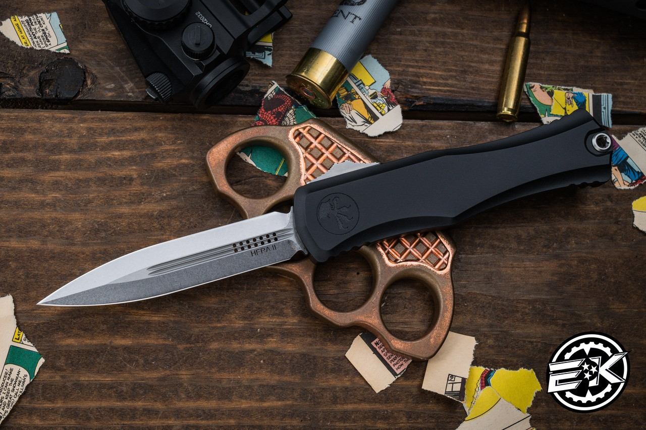Microtech Hera II OTF Automatic Knife 3.85" Dagger Stonewash 1702-10