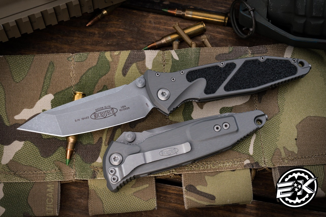 Microtech Socom Elite Manual Folding Knife Natural Titanium 4