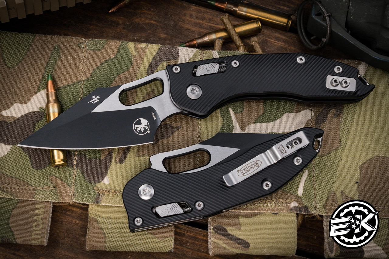 Microtech/Borka Blades Stitch Ram-LOK Manual Folder Black Fluted