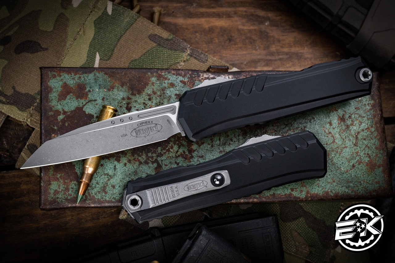 Microtech Cypher II OTF Automatic Knife Black Aluminum 3.5
