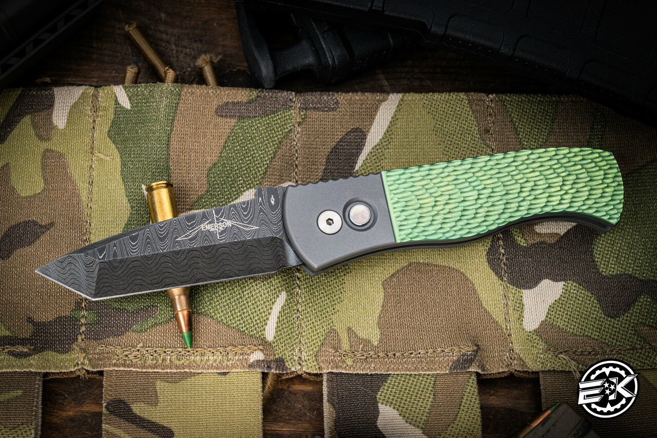 ProTech Emerson Custom CQC7 Automatic Folding Knife Green Jigged