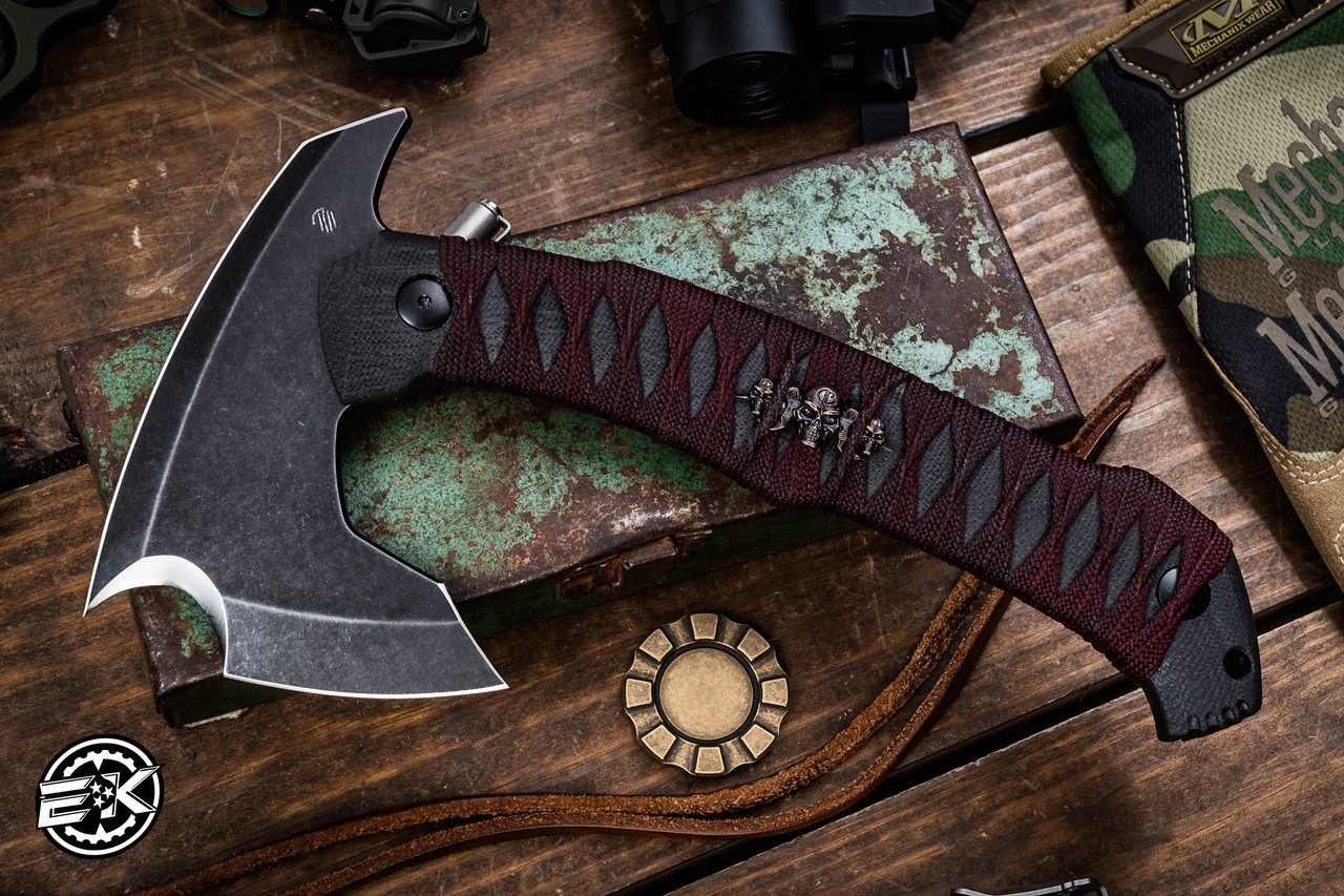 NEW Bastinelli Knives Addiction Axe Custom Red Tsuka Wrap Black