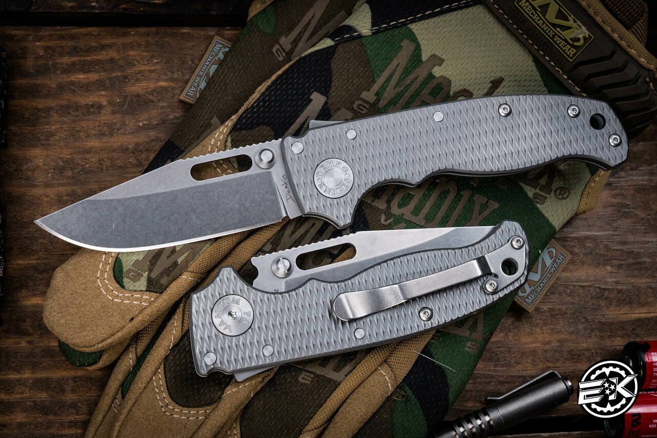 Demko Knives AD20.5 Shark Lock Folding Knife Textured Titanium 3.2