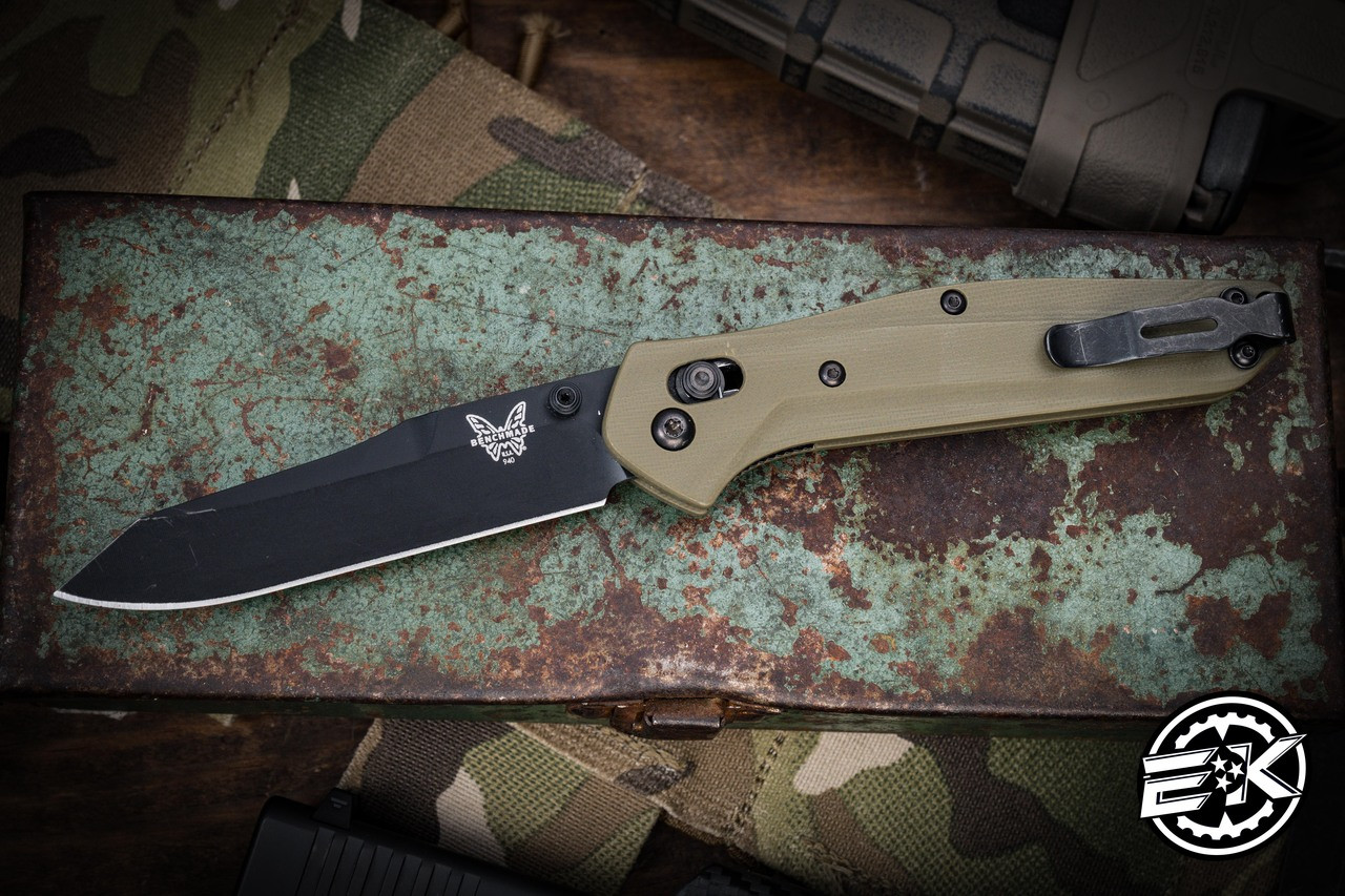 Benchmade Osborne 940 Customized Green Micarta Folding Knife 3.4