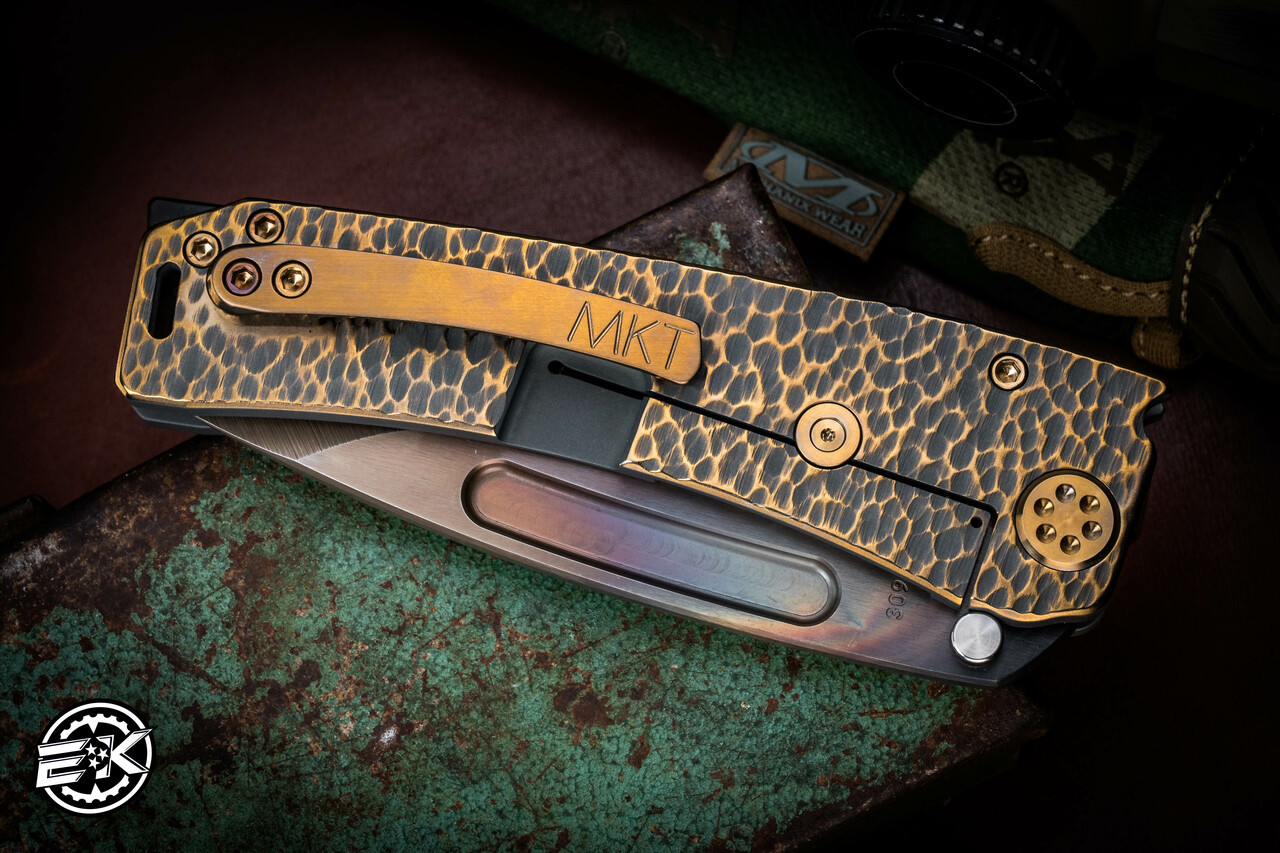 Medford Marauder-H Folding Knife Cement/Brass Cobblestone Sculpted