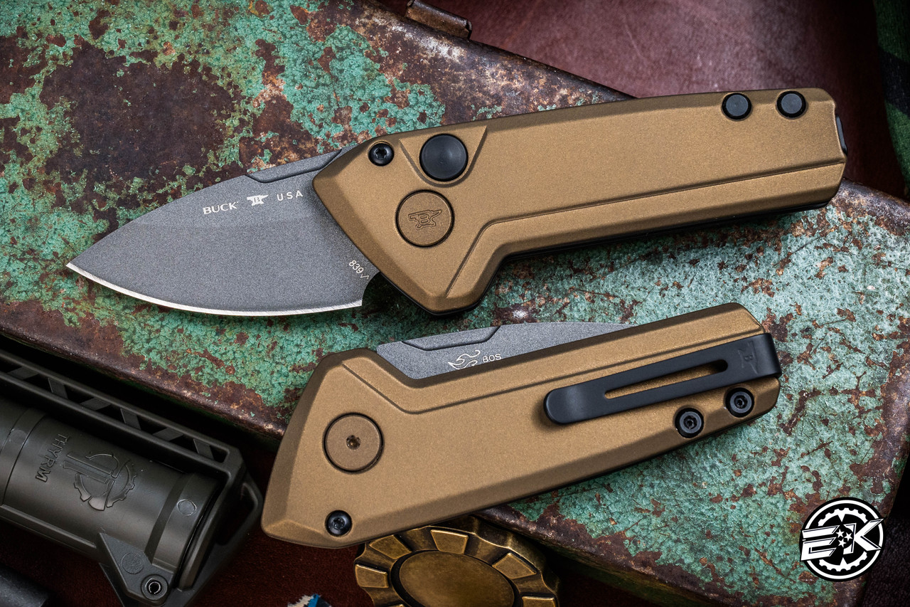 Buck Knives 839 Mini Deploy Automatic Folding Knife Burnt Bronze