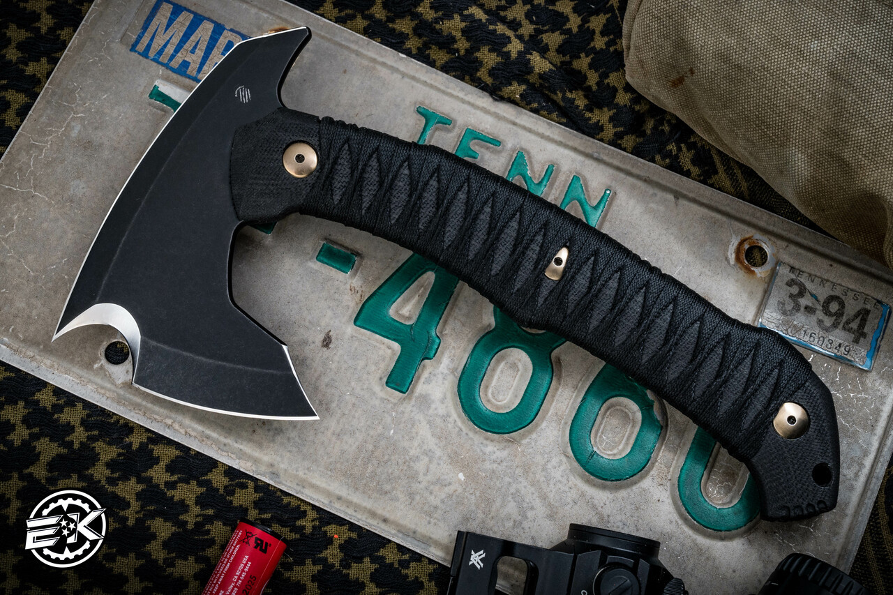 Bastinelli Knives Addiction Axe Custom Tsuka Wrap Bronze Accents